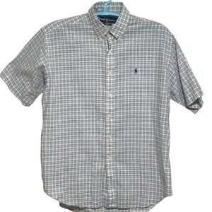 Ralph Lauren Blake Shirt Plaid Short Sleeve Leisure Blue White Academia Preppy L